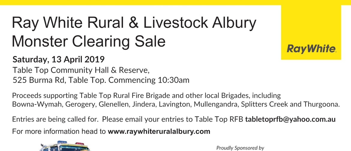 Monster Clearing Sale – Supporting Local Rural Fire Brigades