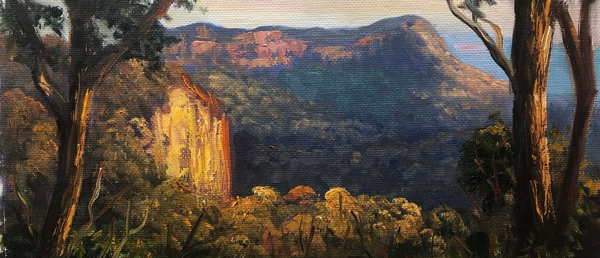 Painting the light on Mt Banks, Blue Mountains in oils