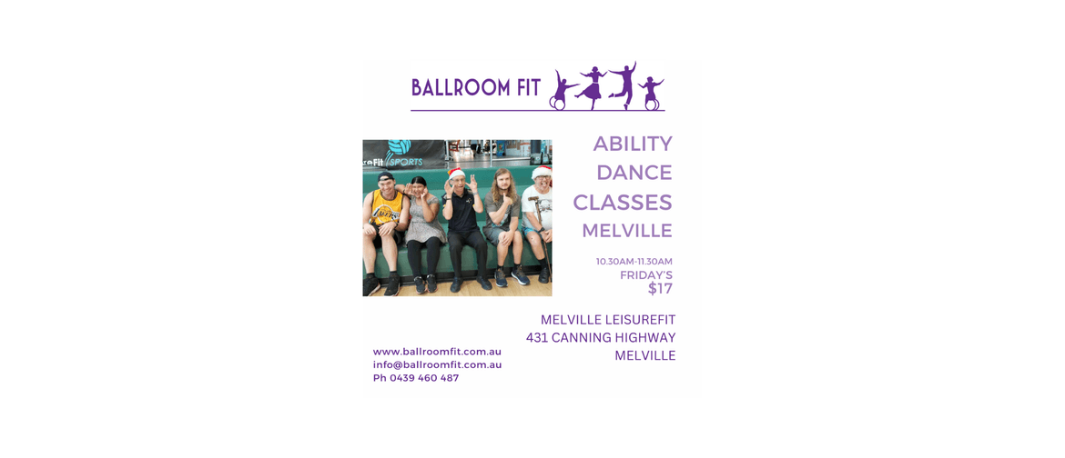 The image contains the Ability Dance Melville class details as listed on this page