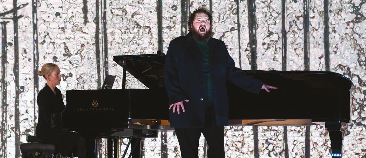 British tenor Allan Clayton and Australian pianist Kate Golla performing on stage.