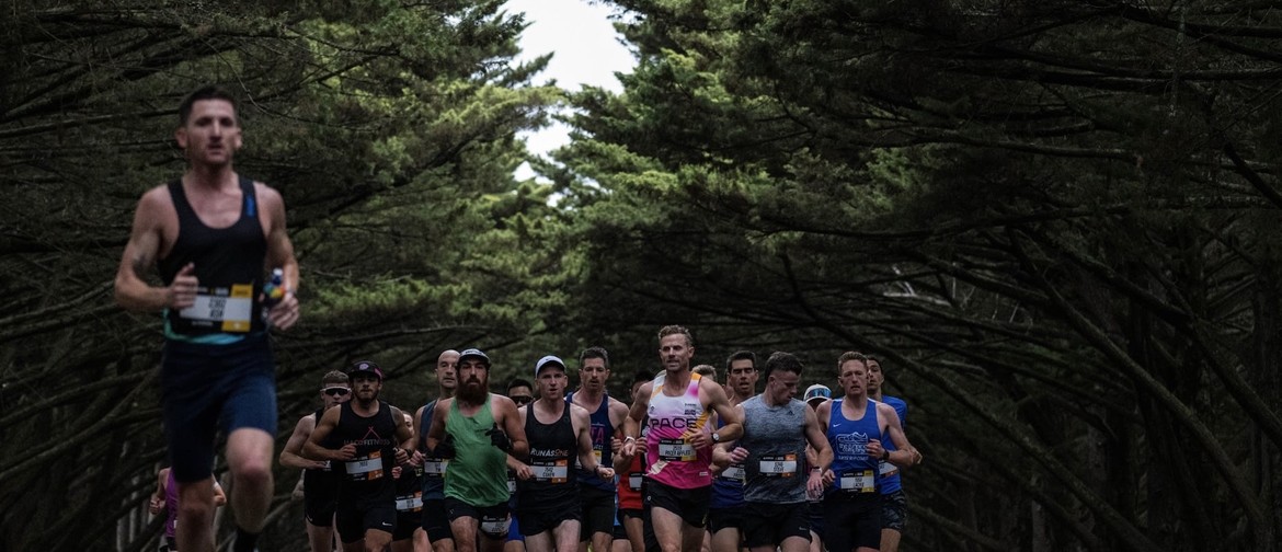 Runners participating in a race within Victoria Park, Ballarat